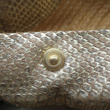 Prada Metallic Snakeskin-Trimmed Raffia Medium Hobo Bag Beige/Gold