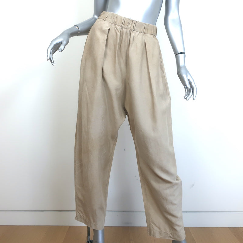 Cortana Button Down Shirt &amp; Pants Set Beige Silk Size 40
