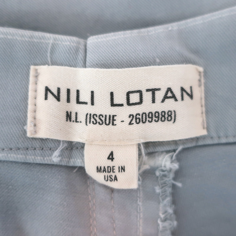 Nili Lotan East Hampton Side Stripe Pants Steel Blue Stretch Cotton Size 4