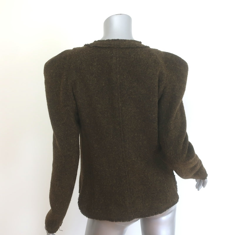 Isabel Marant Etoile Nelly Puff Sleeve Jacket Dark Olive Felted Wool Size 40