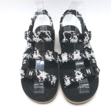 Chanel Crystal-CC Metallic Tweed Dad Sandals Black/Silver Size 36