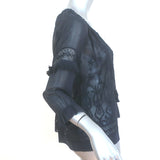 Ulla Johnson Emma Blouse Navy Embroidered Silk Size 2 Tassel Tie Top NEW