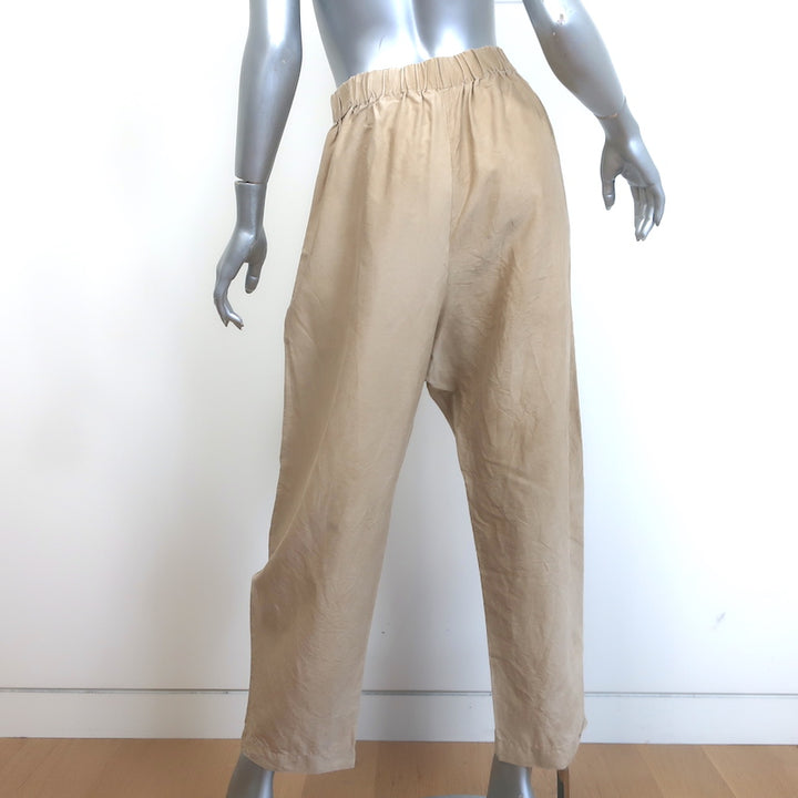 Cortana Button Down Shirt &amp; Pants Set Beige Silk Size 40