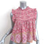 Bell Ruffle Top Pink Printed Cotton Size Small Sleeveless Blouse