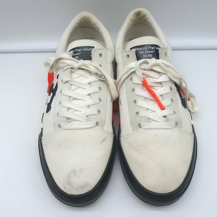 Off-White c/o Virgil Abloh Vulcanized Low Top Sneakers White Canvas Size 39