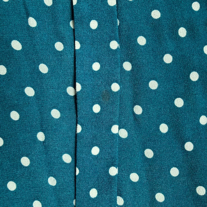 Zimmermann Flutter Sleeve Belted Polka Dot Dress Teal Crepe Size 0