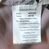 Authentic Emilio Pucci asymmetric draped blouse in multicolor printed silk, pre-owned and gently worn, size US 6