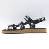 Chanel Crystal-CC Metallic Tweed Dad Sandals Black/Silver Size 36