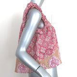 Bell Ruffle Top Pink Printed Cotton Size Small Sleeveless Blouse