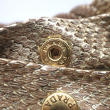 Prada Metallic Snakeskin-Trimmed Raffia Medium Hobo Bag Beige/Gold