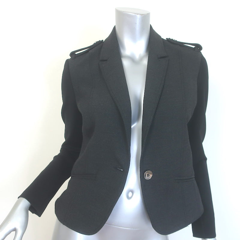 Burberry London Contrast-Front Blazer Charcoal/Black Stretch Jersey Size US 8