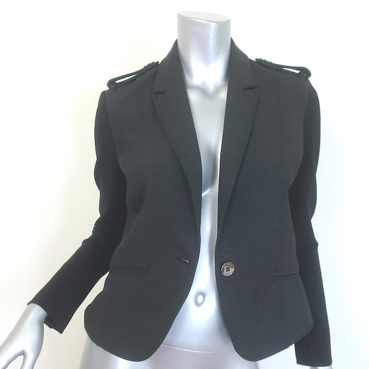 Burberry London Contrast-Front Blazer Charcoal/Black Stretch Jersey Size US 8