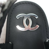 Chanel Crystal-CC Metallic Tweed Dad Sandals Black/Silver Size 36