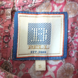 Bell Ruffle Top Pink Printed Cotton Size Small Sleeveless Blouse