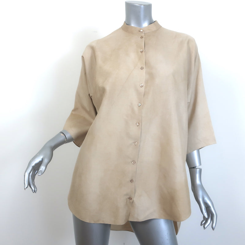 Cortana Button Down Shirt &amp; Pants Set Beige Silk Size 40