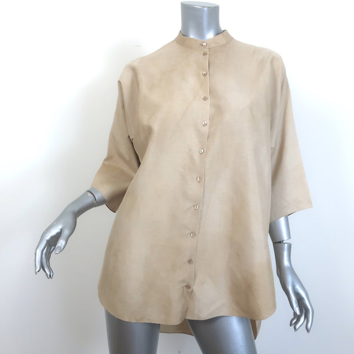Cortana Button Down Shirt &amp; Pants Set Beige Silk Size 40
