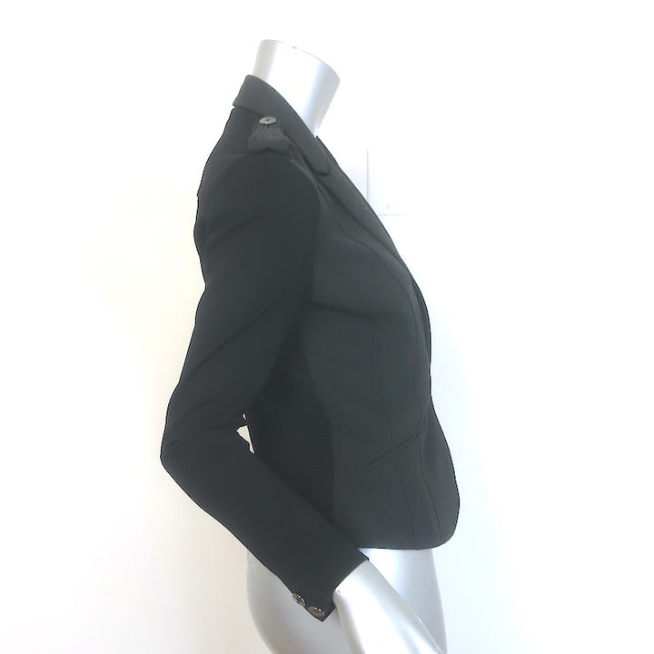 Burberry London Contrast-Front Blazer Charcoal/Black Stretch Jersey Size US 8