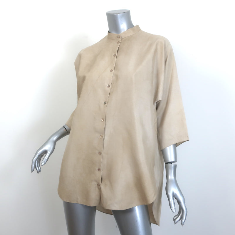 Cortana Button Down Shirt &amp; Pants Set Beige Silk Size 40