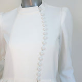 Chloe Front-Buttoned Long Sleeve Mini Dress Cream Crepe Size 36 NEW
