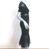 Jonathan Simkhai Short Sleeve Midi Dress Black Tulle-Trimmed Lace Size 4