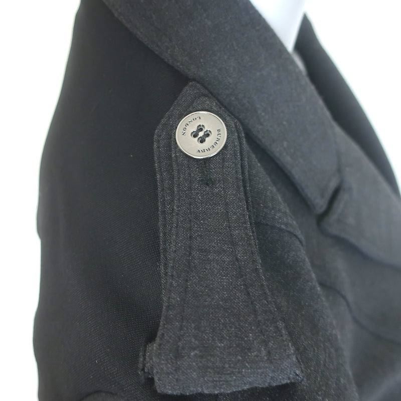 Burberry London Contrast-Front Blazer Charcoal/Black Stretch Jersey Size US 8