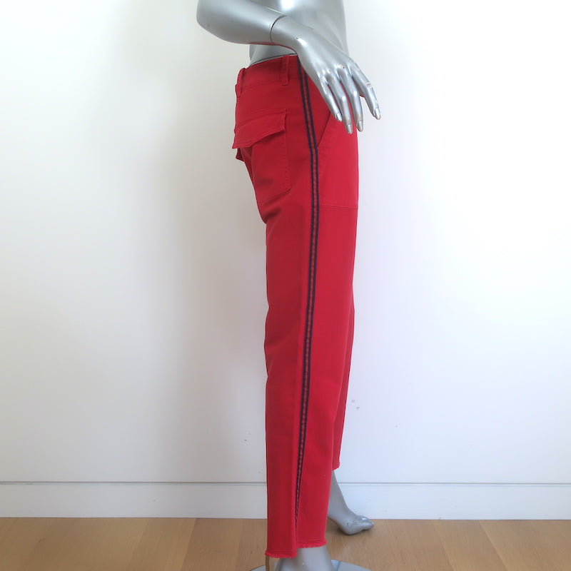Nili Lotan East Hampton Side Stripe Pants Red Stretch Cotton Size 4