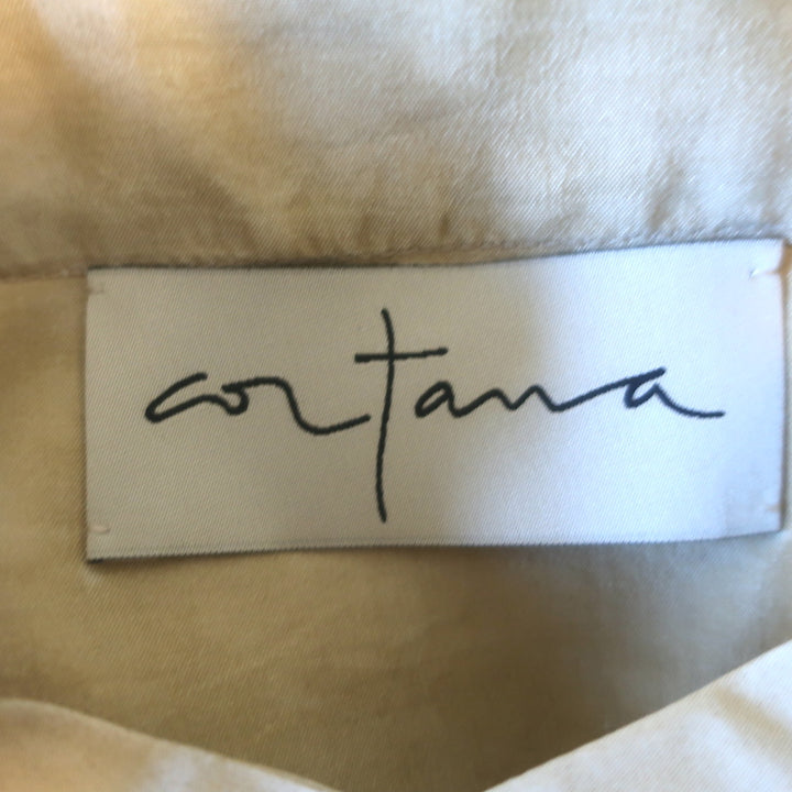 Cortana Button Down Shirt &amp; Pants Set Beige Silk Size 40