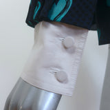 Authentic Fendi Heart of Hearts cold-shoulder button-up blouse in navy silk, pre-owned, size US 2