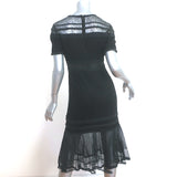 Jonathan Simkhai Short Sleeve Midi Dress Black Tulle-Trimmed Lace Size 4