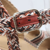 Chloe Odina Jacquard Platform Sandals Brown/White Size 36 Ankle Strap Heels