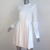 Chloe Front-Buttoned Long Sleeve Mini Dress Cream Crepe Size 36 NEW