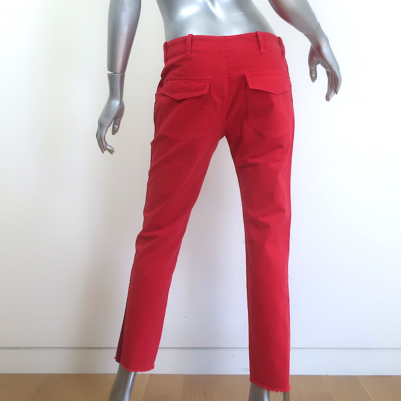Nili Lotan East Hampton Side Stripe Pants Red Stretch Cotton Size 4