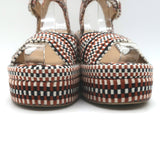 Chloe Odina Jacquard Platform Sandals Brown/White Size 36 Ankle Strap Heels