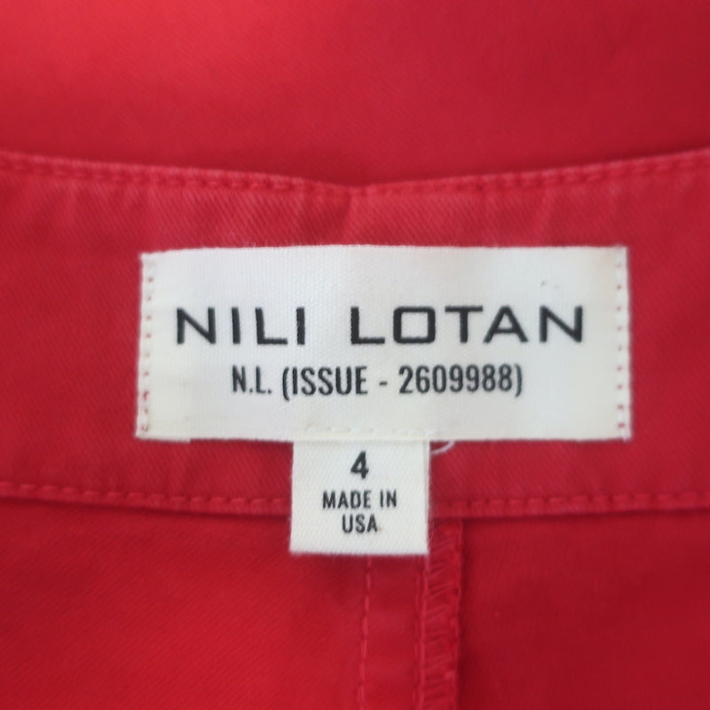Nili Lotan East Hampton Side Stripe Pants Red Stretch Cotton Size 4