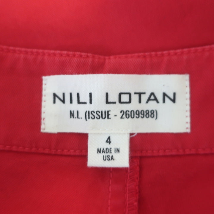 Nili Lotan East Hampton Side Stripe Pants Red Stretch Cotton Size 4