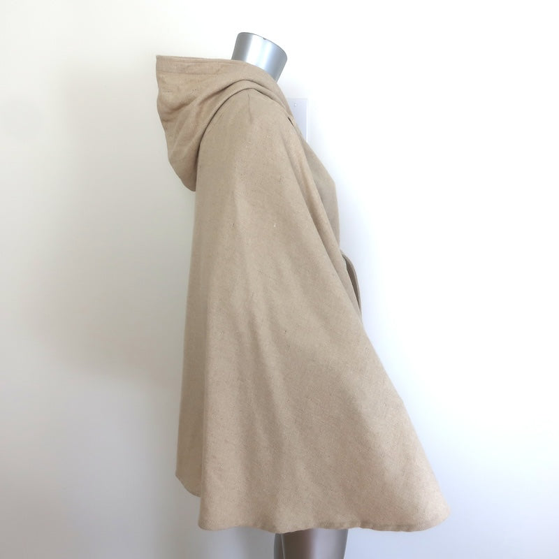 Samantha Pleet Chosen Hooded Belted Cape Coat Oatmeal Wool-Blend Size Medium