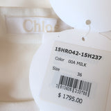 Chloe Front-Buttoned Long Sleeve Mini Dress Cream Crepe Size 36 NEW