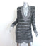 Balmain Sequined Striped Distressed Knit Mini Sweater Dress Black/Silver Size 36