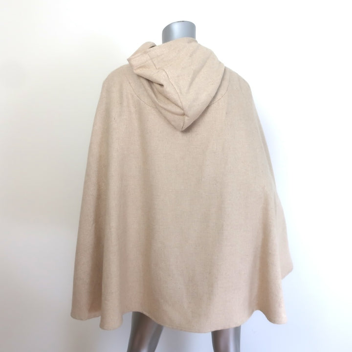 Samantha Pleet Chosen Hooded Belted Cape Coat Oatmeal Wool-Blend Size Medium