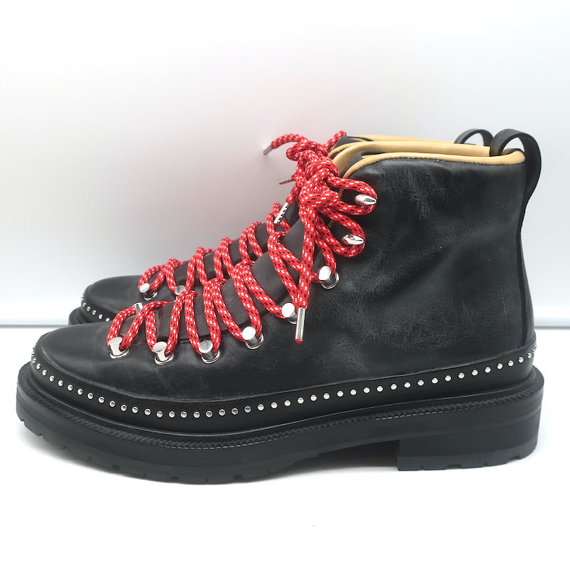 Rag &amp; Bone Compass Hiking Boots Black Leather Size 39 Lace-Up Ankle Boots