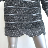 Balmain Sequined Striped Distressed Knit Mini Sweater Dress Black/Silver Size 36
