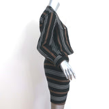 Veronica Beard Emory Ruched Mini Dress Black Striped Cotton-Blend Size 4