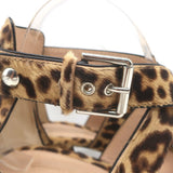 Gianvito Rossi Crisscross Leopard Print Calf Hair Sandals Brown Size 38