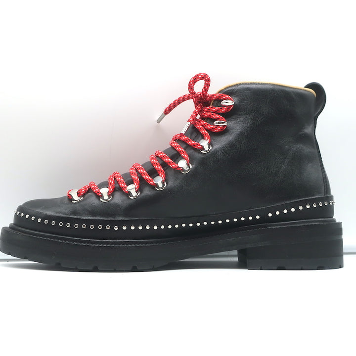 Rag &amp; Bone Compass Hiking Boots Black Leather Size 39 Lace-Up Ankle Boots