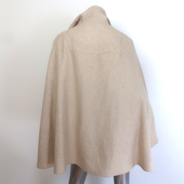 Samantha Pleet Chosen Hooded Belted Cape Coat Oatmeal Wool-Blend Size Medium