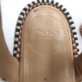 Chloe Odina Jacquard Platform Sandals Brown/White Size 36 Ankle Strap Heels