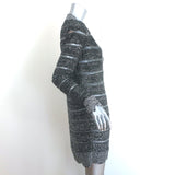 Balmain Sequined Striped Distressed Knit Mini Sweater Dress Black/Silver Size 36