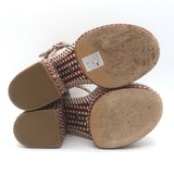 Chloe Odina Jacquard Platform Sandals Brown/White Size 36 Ankle Strap Heels