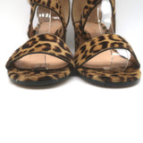 Gianvito Rossi Crisscross Leopard Print Calf Hair Sandals Brown Size 38