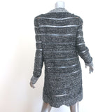 Balmain Sequined Striped Distressed Knit Mini Sweater Dress Black/Silver Size 36